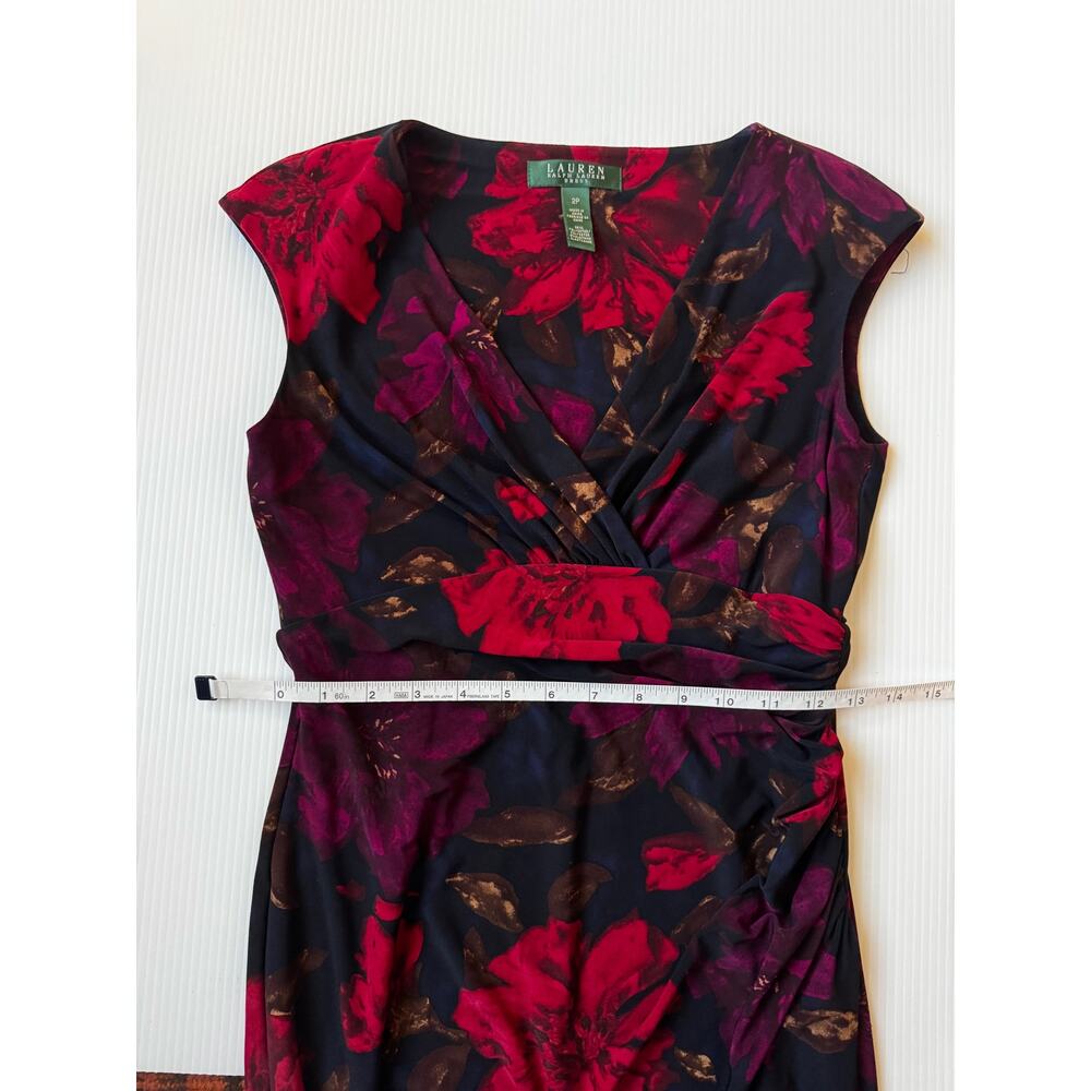 Lauren Ralph Lauren Floral Sheath Dress 2P Petite Event Cocktail Dark Feminine - Picture 9 of 16